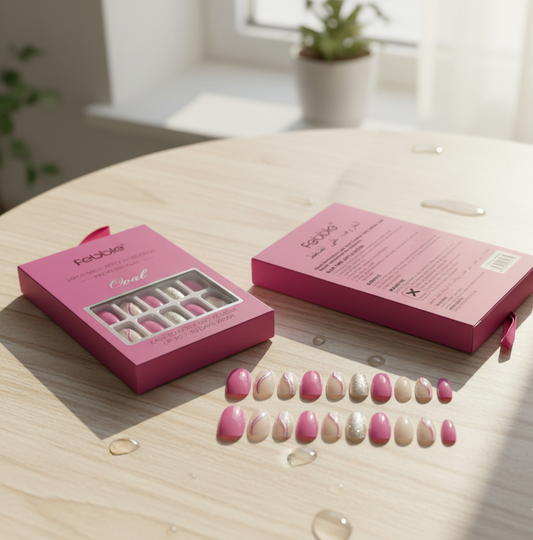 Febble - Hot Pink with Silver Sparkle Press-On Nails (Original)